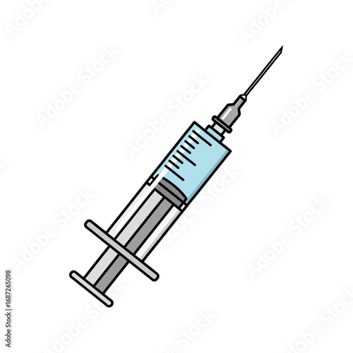 Vector Illustration of Medical Syringe with Needle