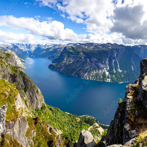 High angle fjord panorama