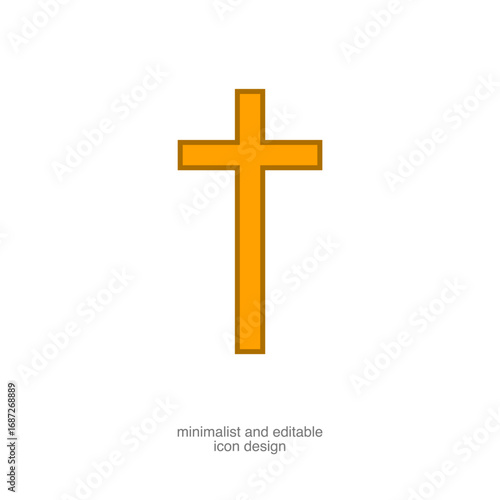 Simple Religious Cross Symbol Isolated on transparent background