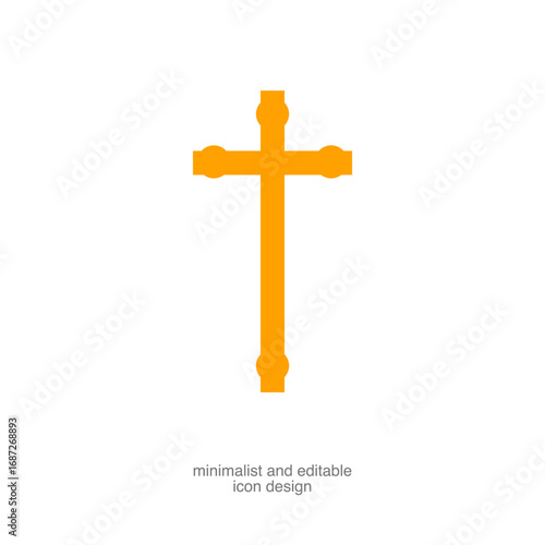 Simple Religious Cross Symbol Isolated on transparent background