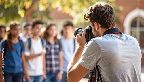 Photographer capturing group outdoors