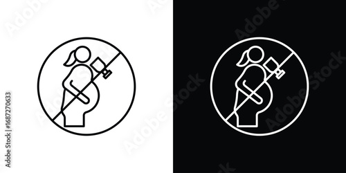 No alcohol during pregnancy period sign design elements pack. Vector symbols for UI Designs