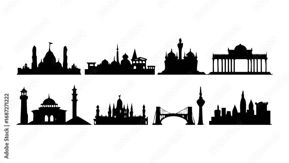 Obraz premium Silhouette skyline cityscapes architecture building landmark urban travel cityscape tourism construction 100