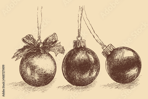 Christmas Ornaments illustration in a vintage style. This vector illustration can be used in any size you like for advertising, logos, and other work.