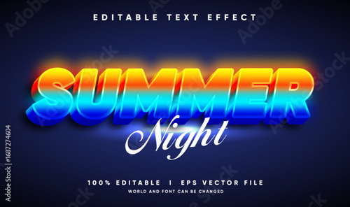 summer night vector text effect with modern style