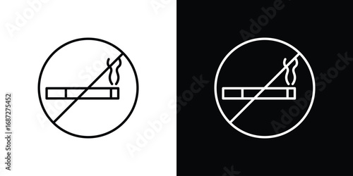 No smoking cigarette sign design elements pack. Vector symbols for UI Designs