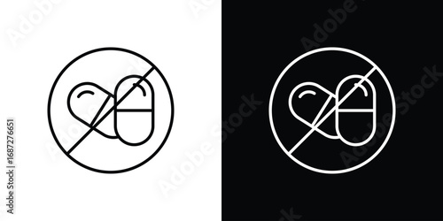 No drugs sign design elements pack. Vector symbols for UI Designs