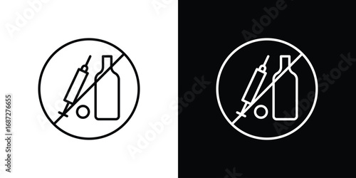 No drugs or alcohol sign design elements pack. Vector symbols for UI Designs