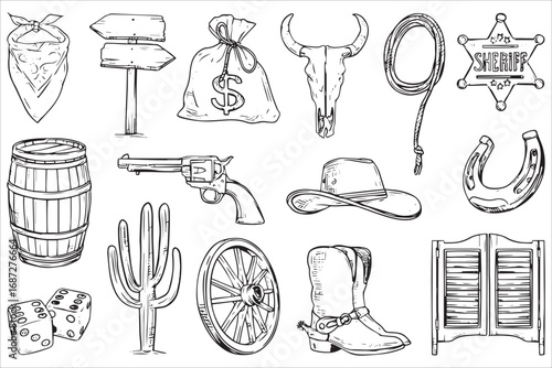 Classic Wild West Icons Set