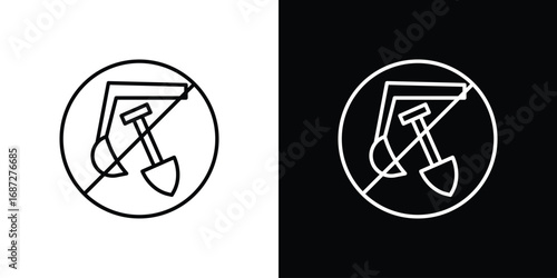 No digging sign design elements pack. Vector symbols for UI Designs