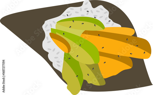 Illustration of a Temaki Hand Roll Sushi