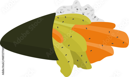 Illustration of a Temaki Hand Roll Sushi