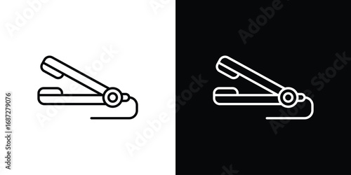 Hair straightener icon design elements pack. Vector symbols for UI Designs