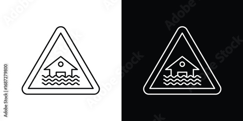 Flood disaster sign design elements pack. Vector symbols for UI Designs