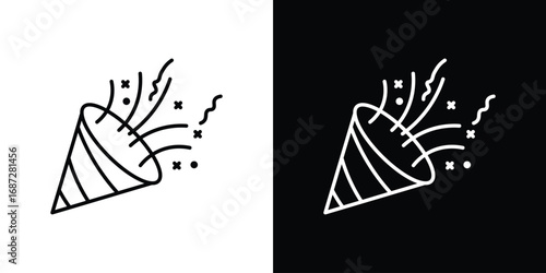 Confetti party popper icon design elements pack. Vector symbols for UI Designs