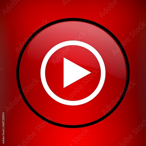 Free Download Play button icon, glossy red - GFXLoad