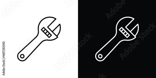 Adjustable wrench icon design elements pack. Vector symbols for UI Designs