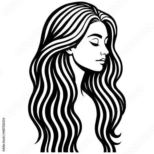 Girl with long hairs illustration vector