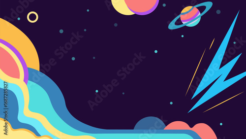 Cosmic Galaxy Scene with Planets and Celestial Bodies