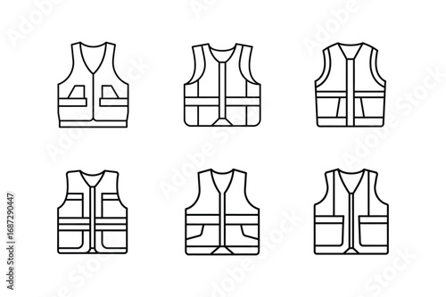 safety vest icon line art vector illustration
