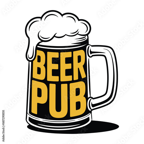Beer Pub Mug Vector Illustration Bar Drink Graphic Design