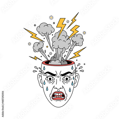 Overwhelmed person experiencing intense mental stress and frustration