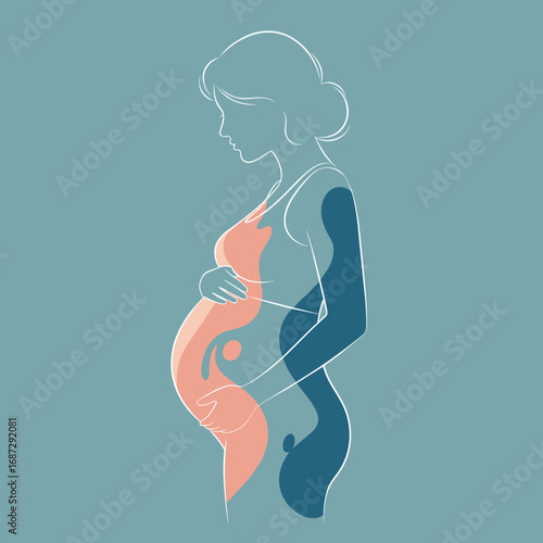Graceful silhouette of a pregnant woman depicting maternal love and the beautiful journey of life
