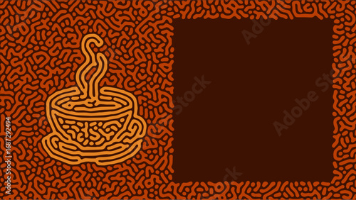 Abstract Background with Cup of Coffee in Warm Color with Space for Text or Copy space for Menu and Coffee Day Celebration Greeting Card Background