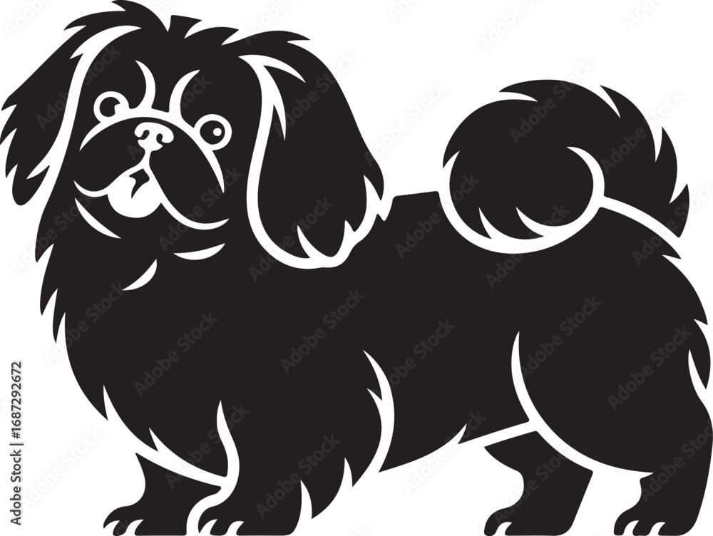 Fototapeta premium Stylized Pekingese Dog Vector Silhouette