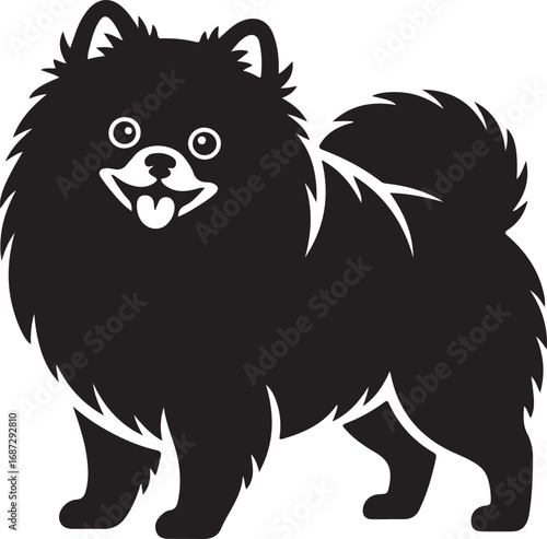 Cute Black Pomeranian Dog Illustration