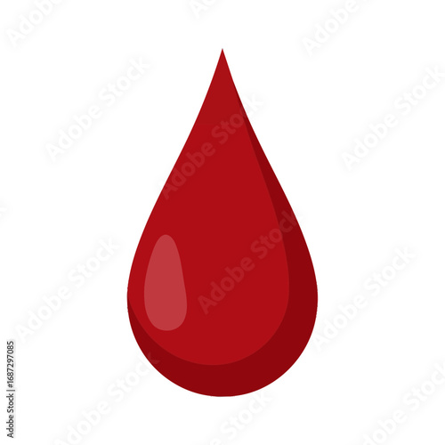 Isolated Red Blood Drop with Glossy Highlights