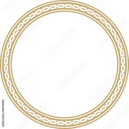 Vector golden round Egyptian ornament. Circle, frame, ring of ancient Egypt.Pattern of lotus flowers and sun
