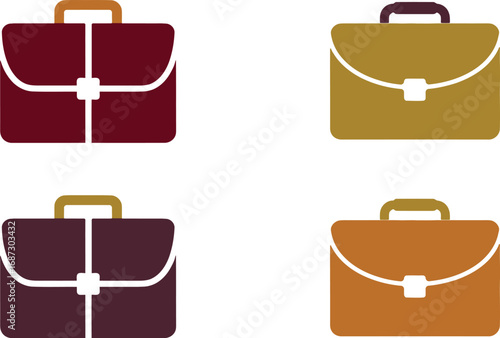 Briefcase color vector art silhouette