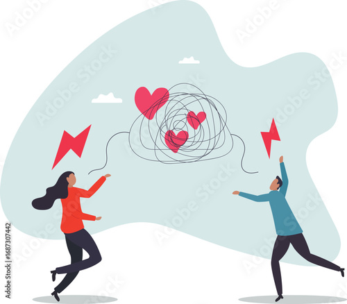Relationship problem, disagreement or divorce, conflict or fight couple, broken family or marriage life failure, complicated relation .about a man and his life.