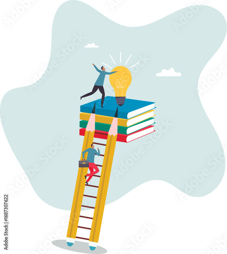 Creativity, knowledge to achieve success, imagination or education to develop skills, inspiration or finding solution.about a man and his life.