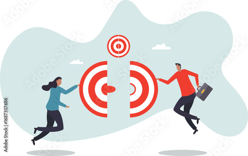 company target, teamwork develop objective together or ambition.about a man and his life.