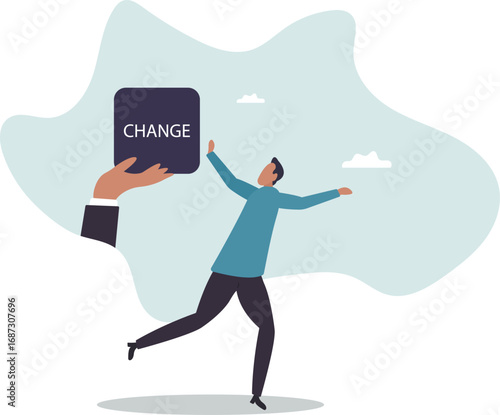 Status quo bias, fear or refuse to change, comfort zone or conservative thinking, afraid of changing risk or resist to make decision.about a man and his life.