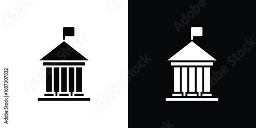 University icons set. Black and white silhouette collection
