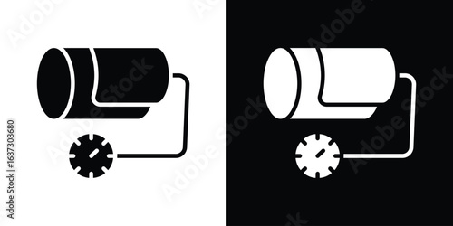 Sphygmomanometer icons set. Black and white silhouette collection
