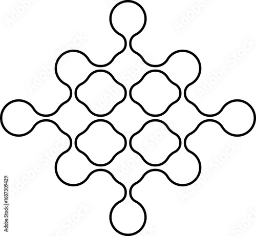 Ordered array of dots interconnected by contour lines creating a structured geometric pattern.
