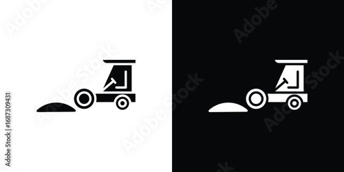 Road construction signs set. Black and white silhouette collection
