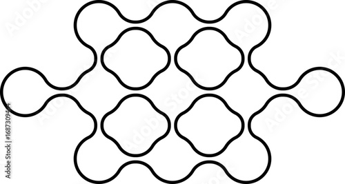 Abstract formation of dots connected by lines at varied angles forming a structured pattern.