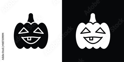 Pumpkin icons set. Black and white silhouette collection