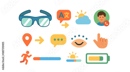 Translation, language flat icon set. communication, culture, multilingual flat collection