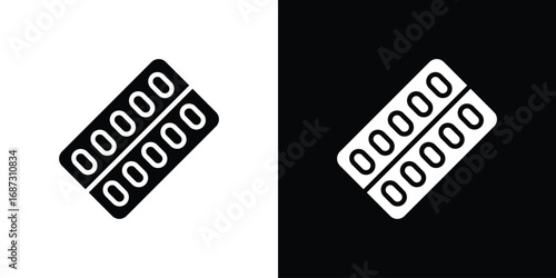 Oral contraception icons set. Black and white silhouette collection