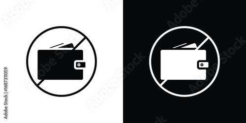 No wallet signs set. Black and white silhouette collection