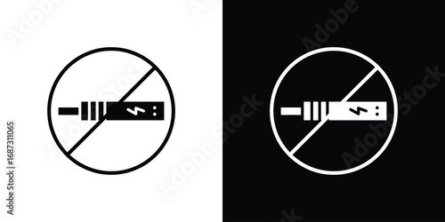 No vaping icons set. Black and white silhouette collection