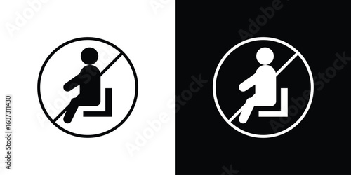 No sitting signs set. Black and white silhouette collection