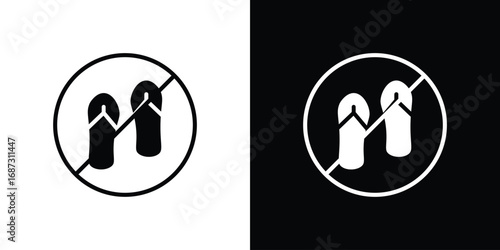 No sandals signs set. Black and white silhouette collection
