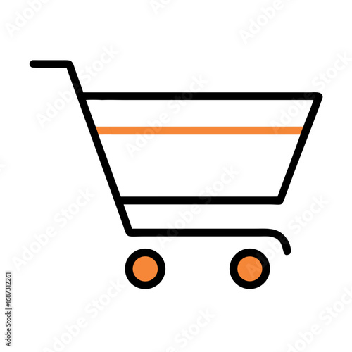 Shopping cart icon with orange accents, symbolizing retail or e-commerce.